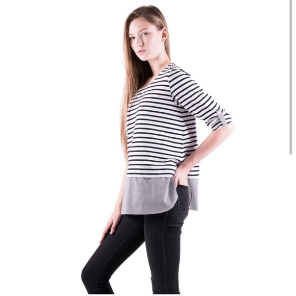 Anthropologie Lili’s closet GABBI BLACK STRIPED TOP - Picture 3 of 6